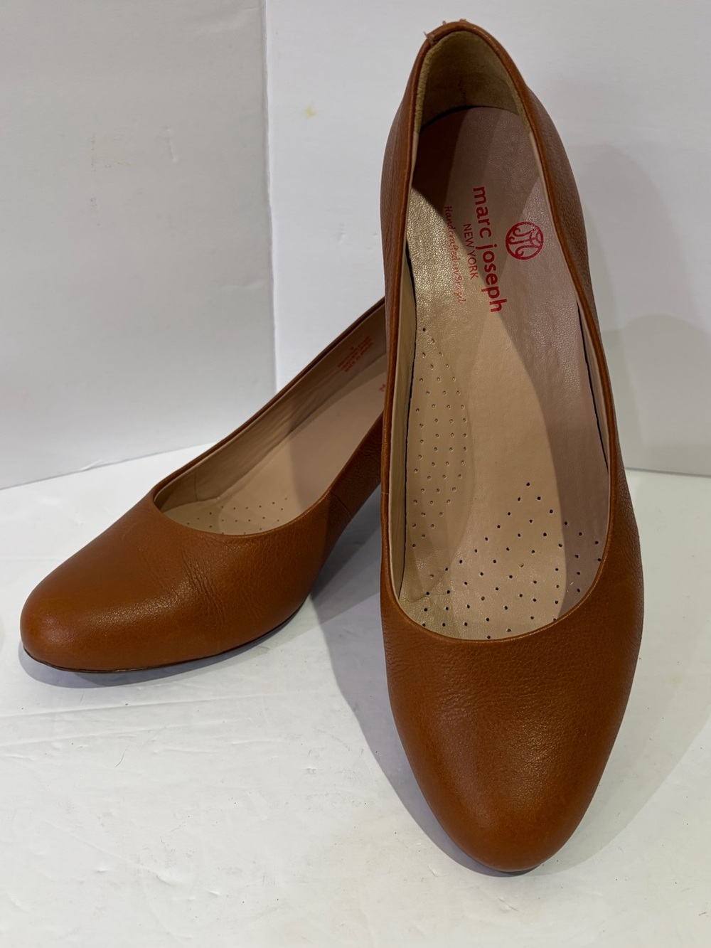 Marc Joseph Tan Leather Round-Toe Leather Heels 9 EUC